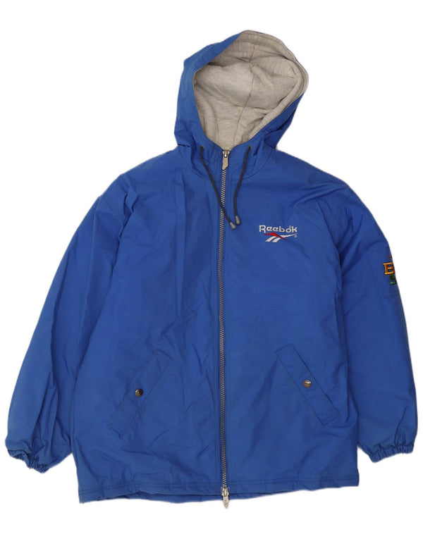 Giacca a vento Reebok da uomo con vestibilità ampia con cappuccio UK 36 Small Blu Poliammide