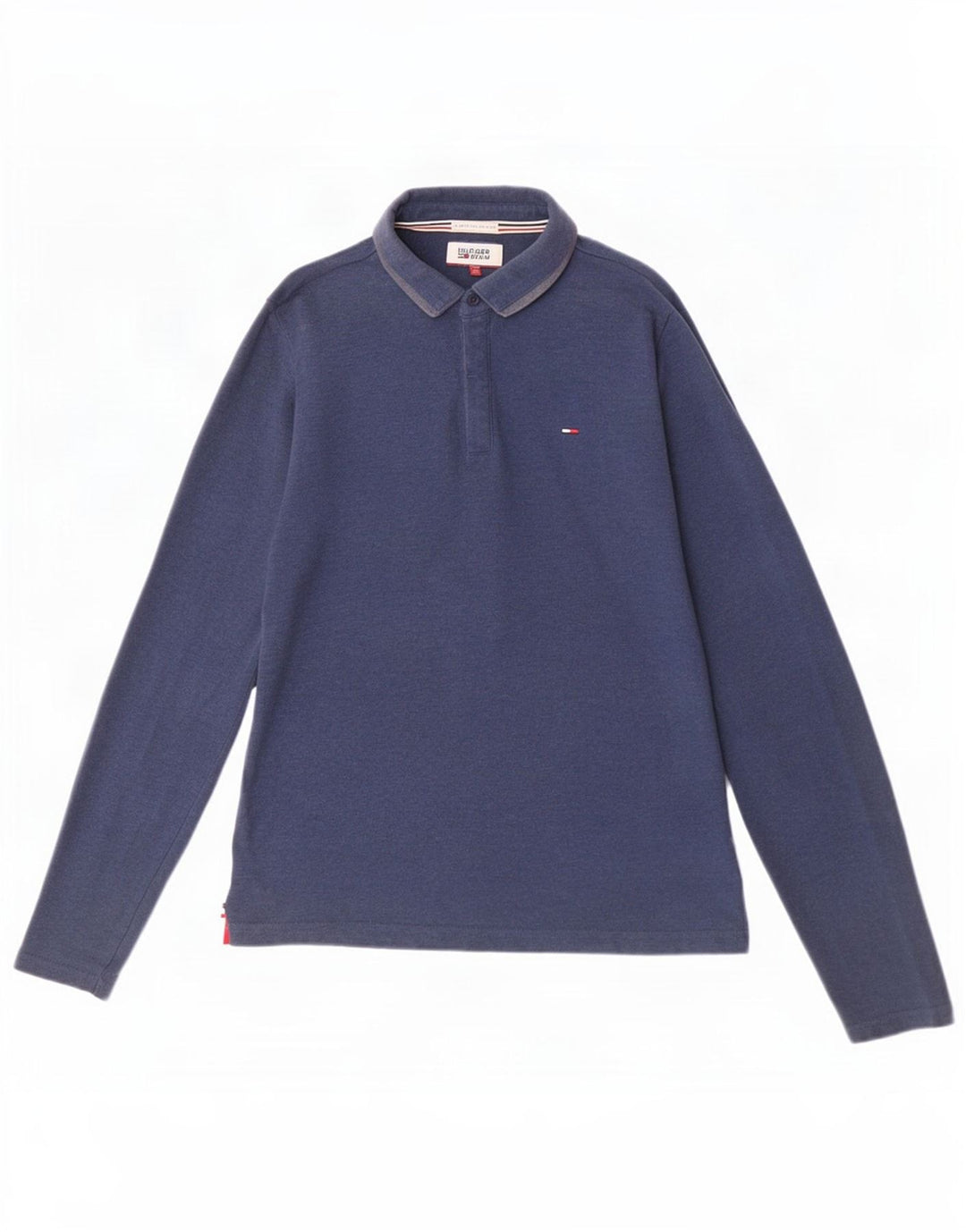 Polo da uomo a maniche lunghe Tommy Hilfiger in cotone blu navy medio