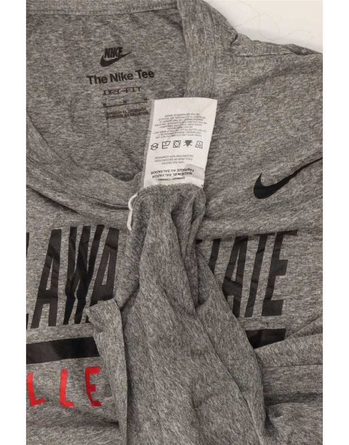 Nike Top grafico da donna a maniche lunghe UK 12 Poliestere screziato grigio medio