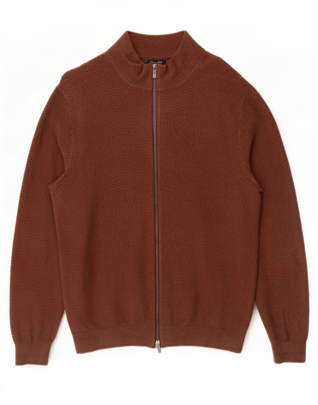 Massimo Dutti Maglione Cardigan da Uomo Grande in Cotone Marrone