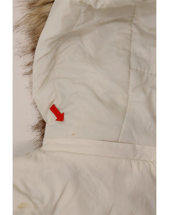 Giacca imbottita con cappuccio da donna Zara UK 10 Small bianca in poliammide