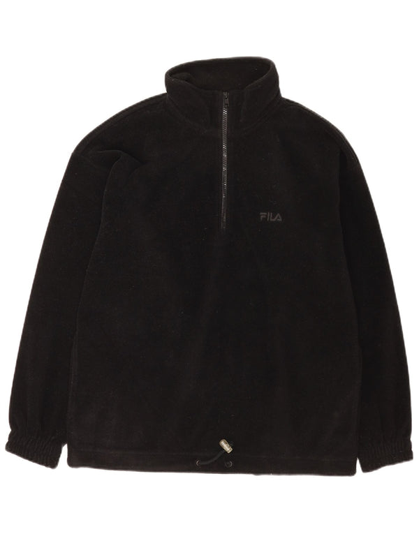 Fila Mens Zip Neck Fleece Jumper IT 46 Small Black