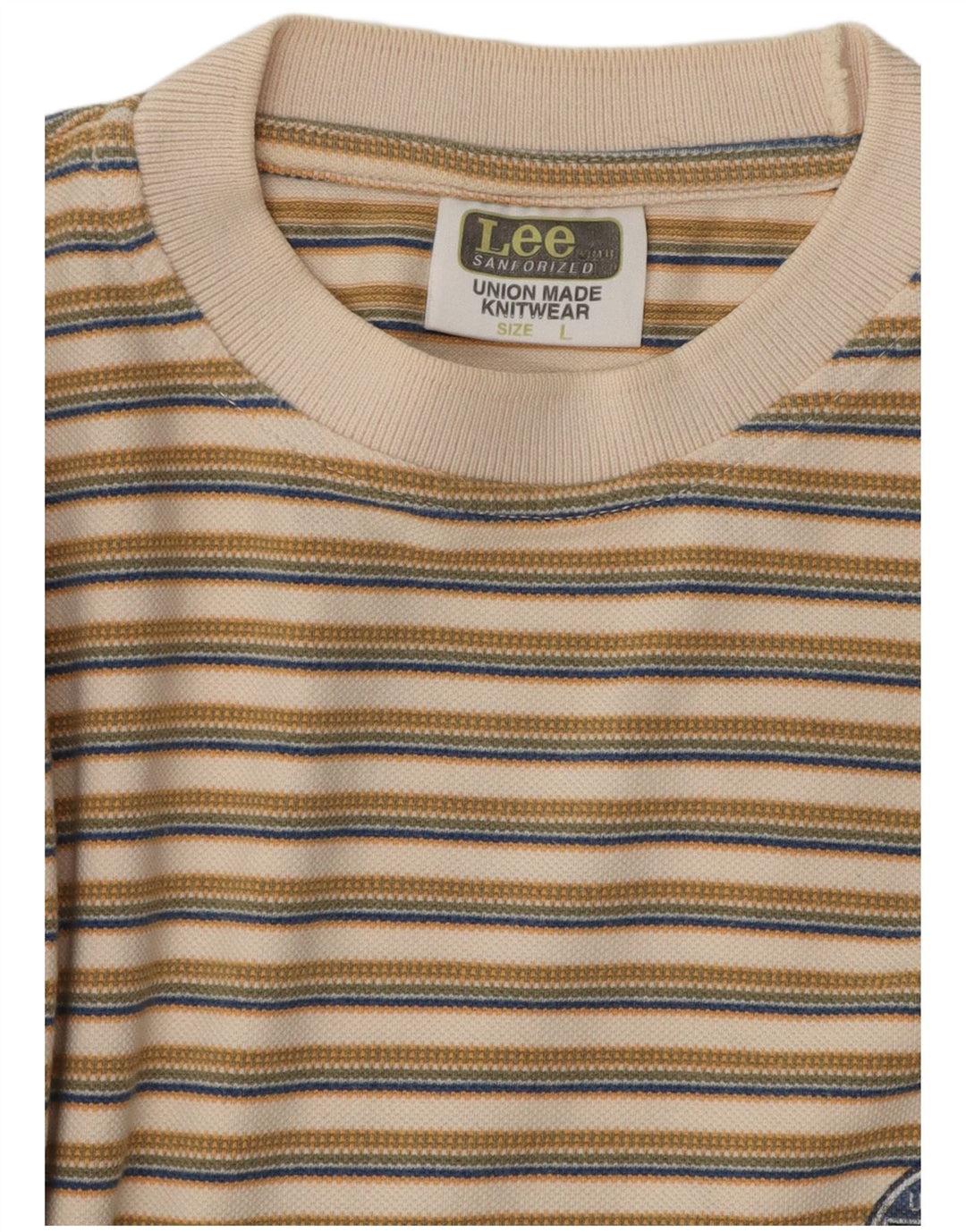 Maglietta da uomo Lee Top grande in cotone a righe beige