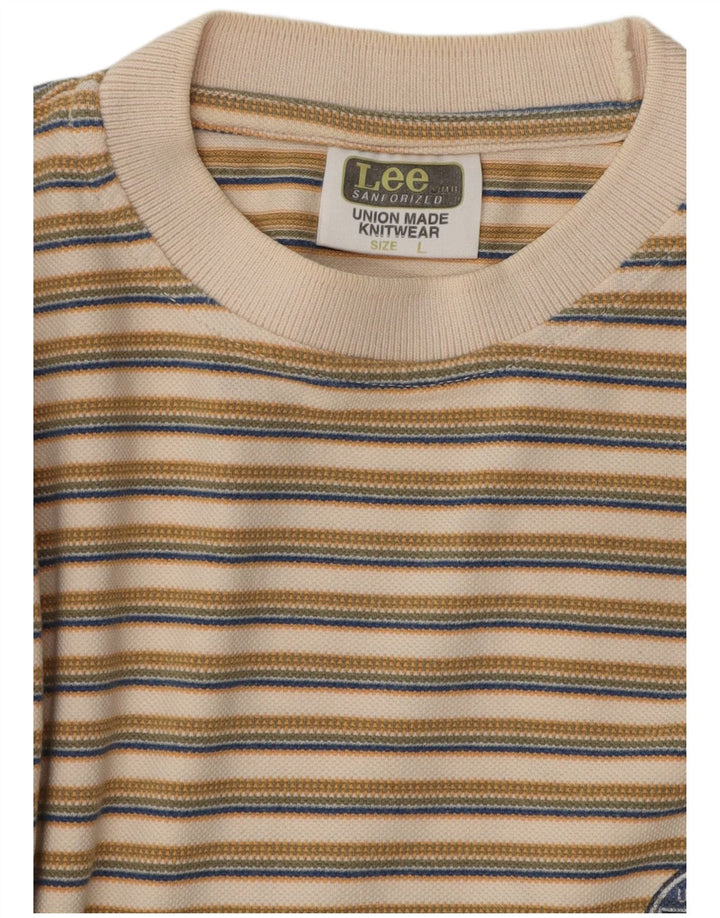 Maglietta da uomo Lee Top grande in cotone a righe beige