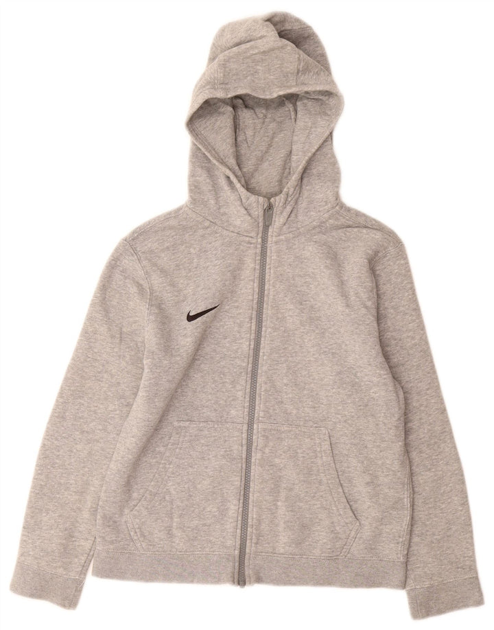 Maglione con cappuccio e zip NIKE per ragazzi 10-11 anni in cotone grigio medio