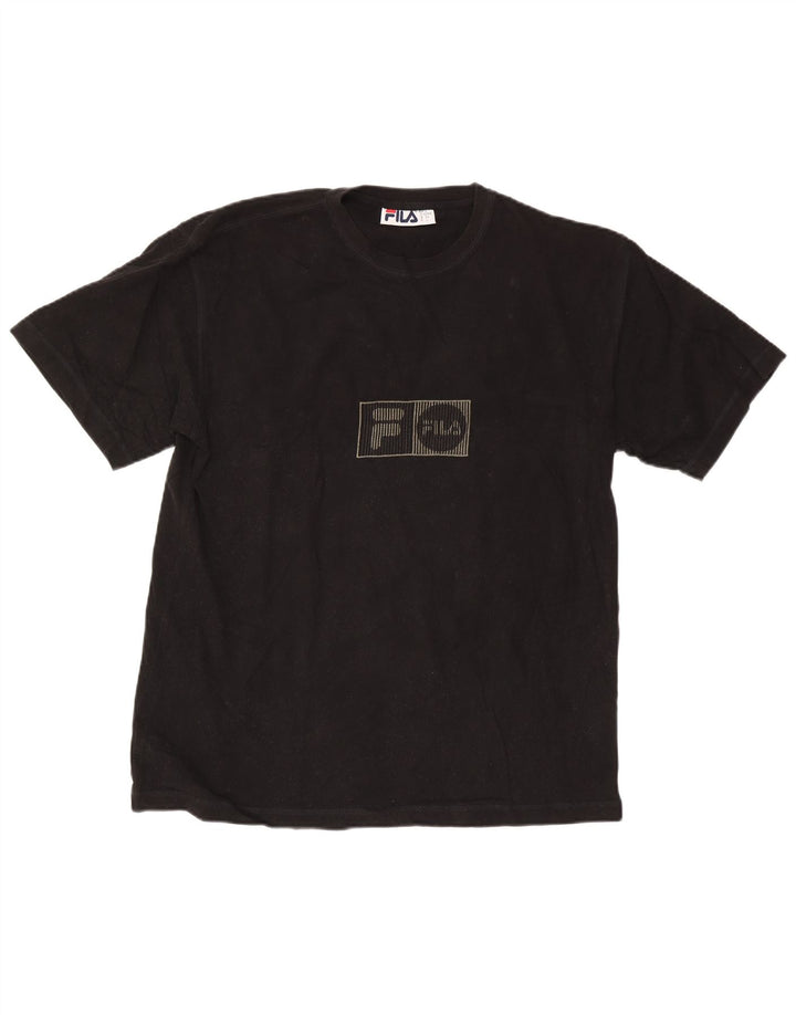T-shirt grafica da uomo Fila Top grande in cotone nero