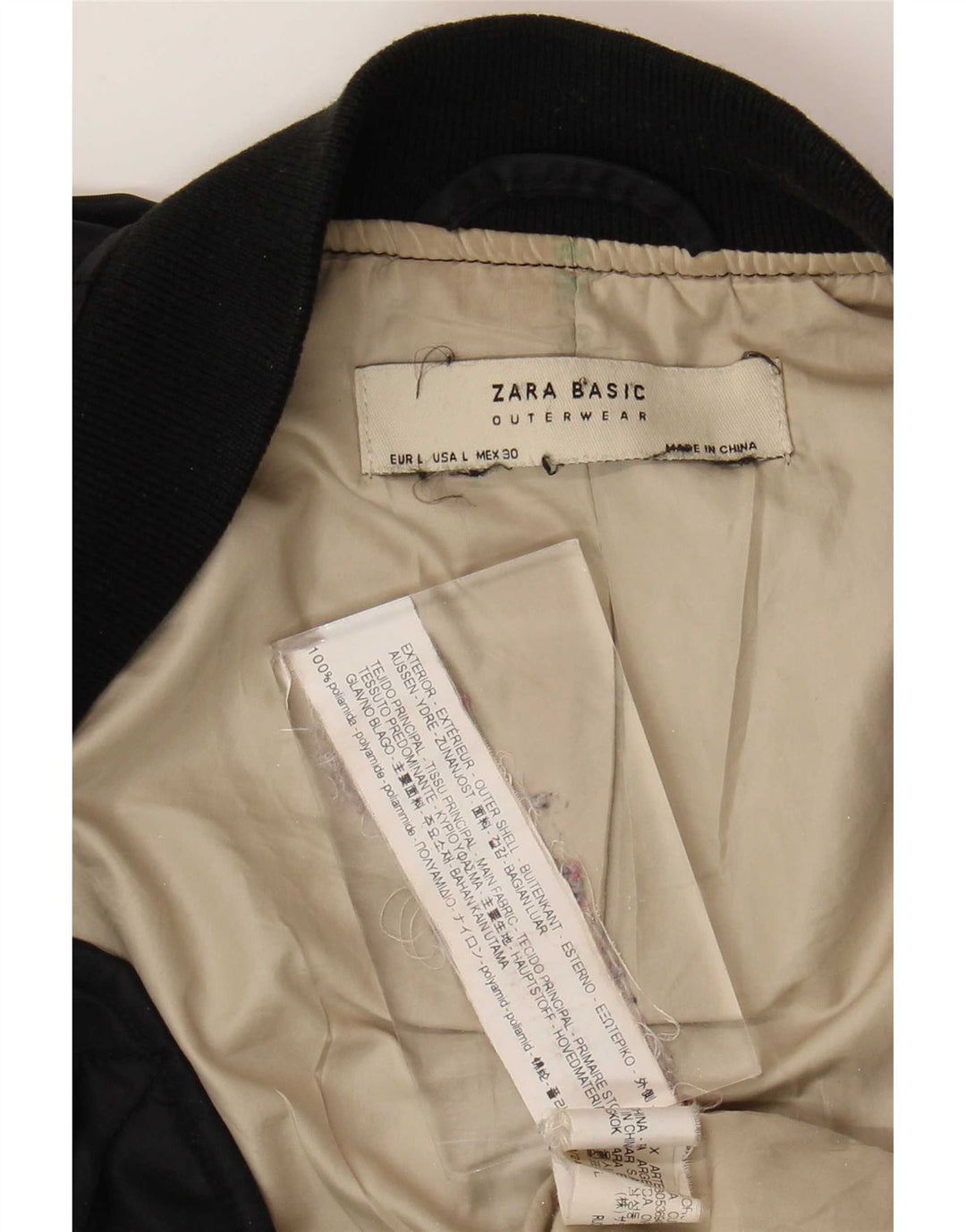 Giubbotto bomber oversize corto da donna Zara UK 16 grande nero in poliammide