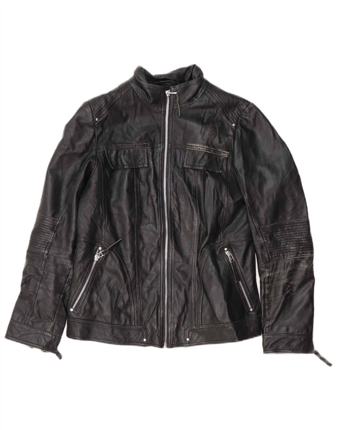 Giacca in pelle da motociclista da donna Isaco & Kawa IT 44 media pelle nera