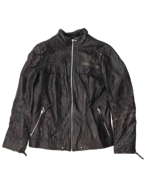 Giacca in pelle da motociclista da donna Isaco & Kawa IT 44 media pelle nera