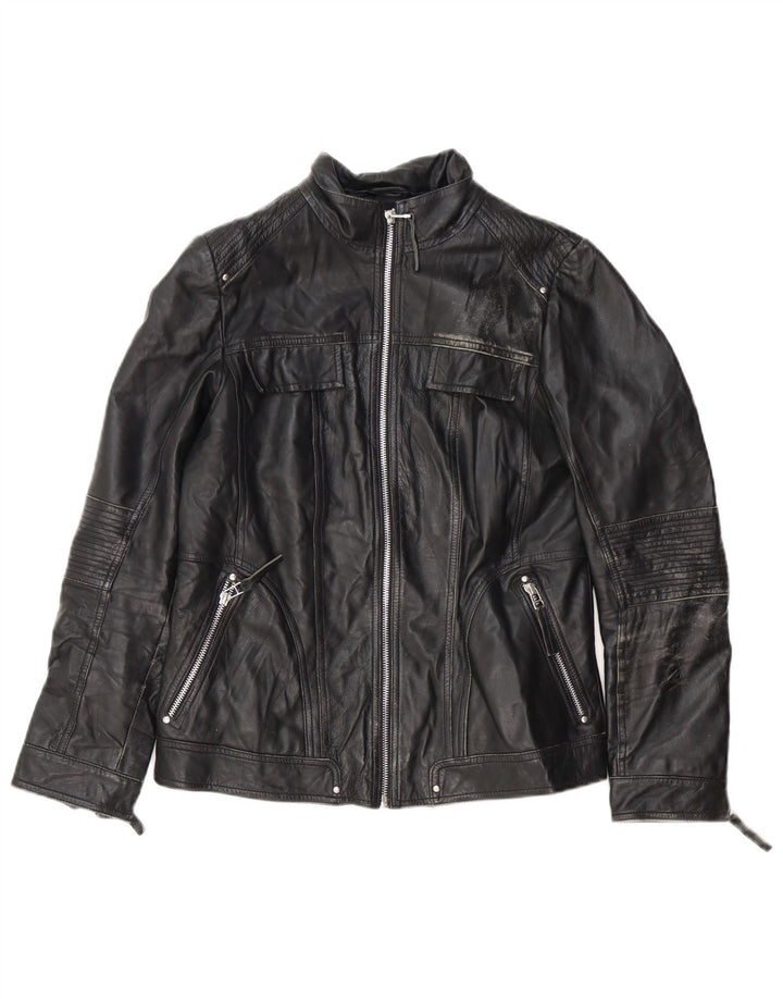 Giacca in pelle da motociclista da donna Isaco & Kawa IT 44 media pelle nera