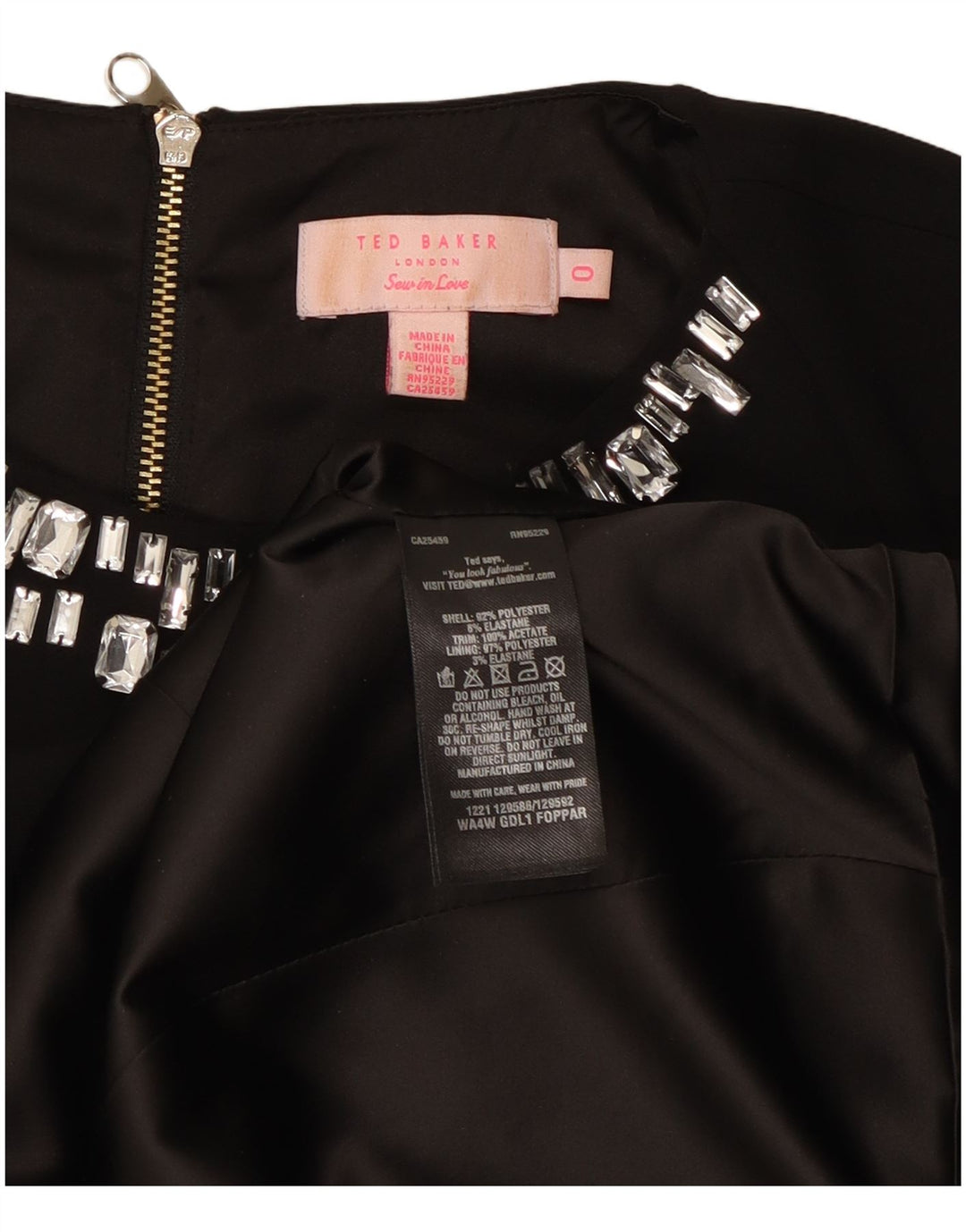 Abito a trapezio da donna Ted Baker taglia 0 2XS poliestere nero