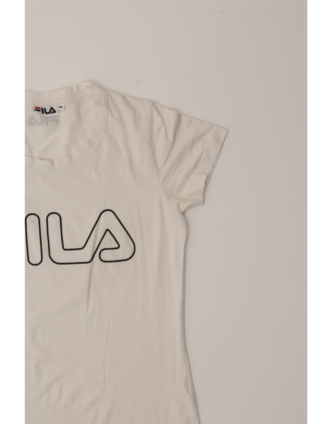 FILA Womens Graphic T-Shirt Top UK 12 Medium White Cotton Vintage Fila and Second-Hand Fila from Messina Hembry 