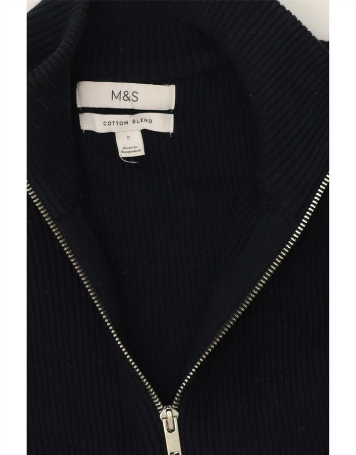 Maglione cardigan da uomo Marks & Spencer piccolo in cotone blu navy