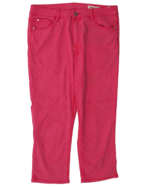Jeans skinny Capri da donna Marks & Spencer UK 16 Large W32 L21 Lyocell rosa