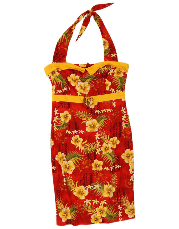 Abito da donna Collectif Halter UK 14 Cotone floreale rosso medio