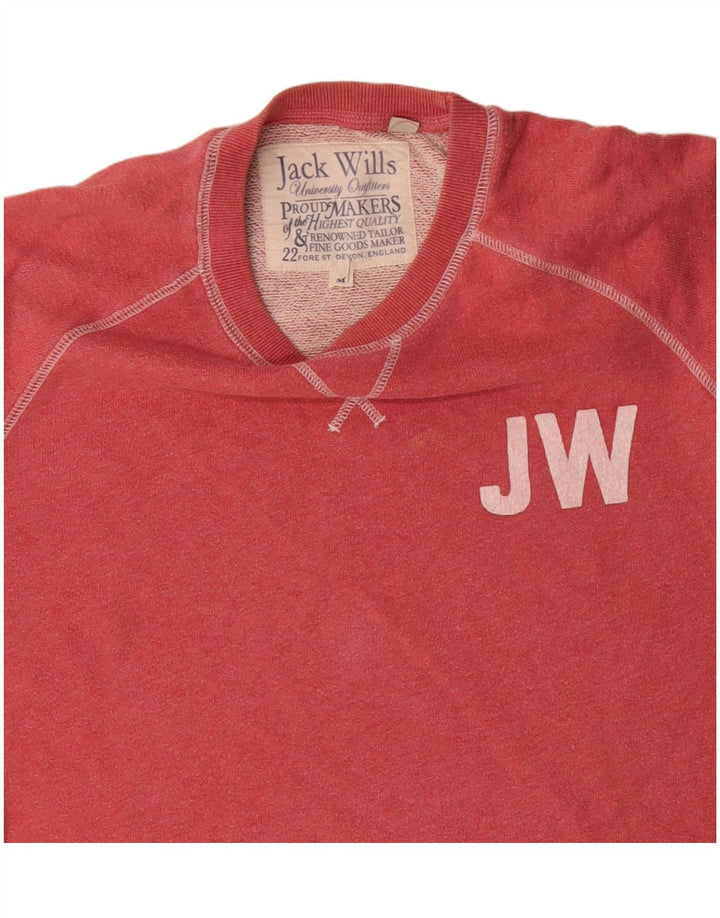 JACK WILLS Felpa grafica da uomo Maglione rosso medio in cotone