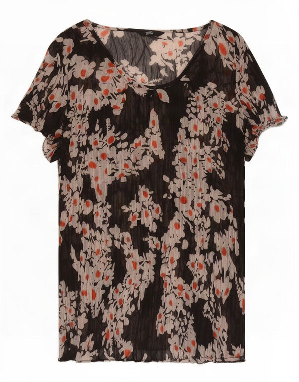Top in camicetta trasparente da donna Marks & Spencer UK 16 grande floreale nero