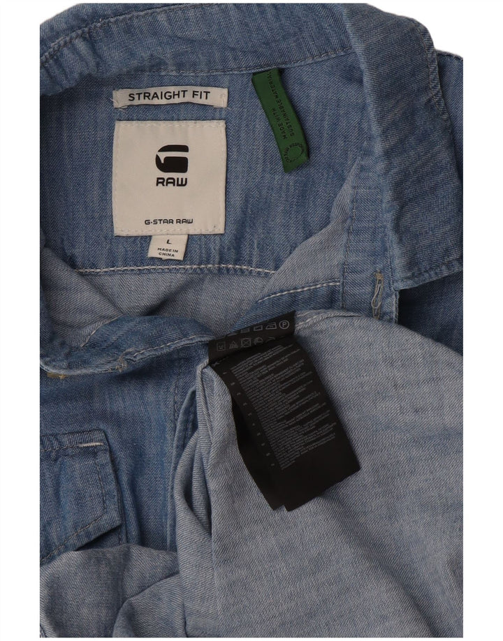 Camicia G-Star da uomo vestibilità regolare in denim di grandi dimensioni in cotone blu