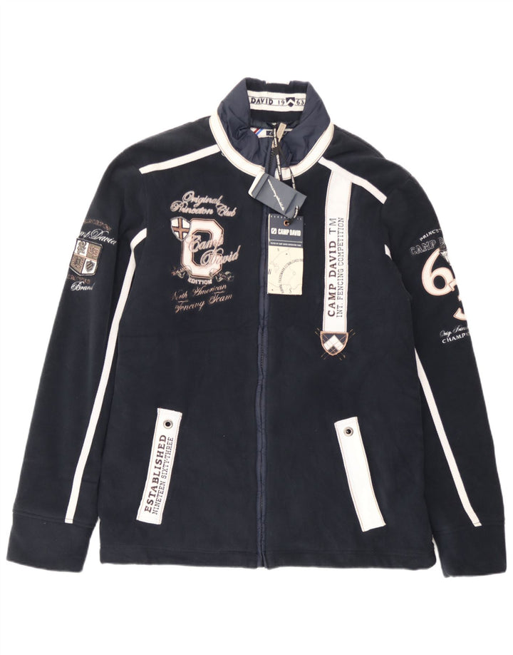 Camp David Bomber grafico da uomo UK 40 Large Blu Navy Colourblock