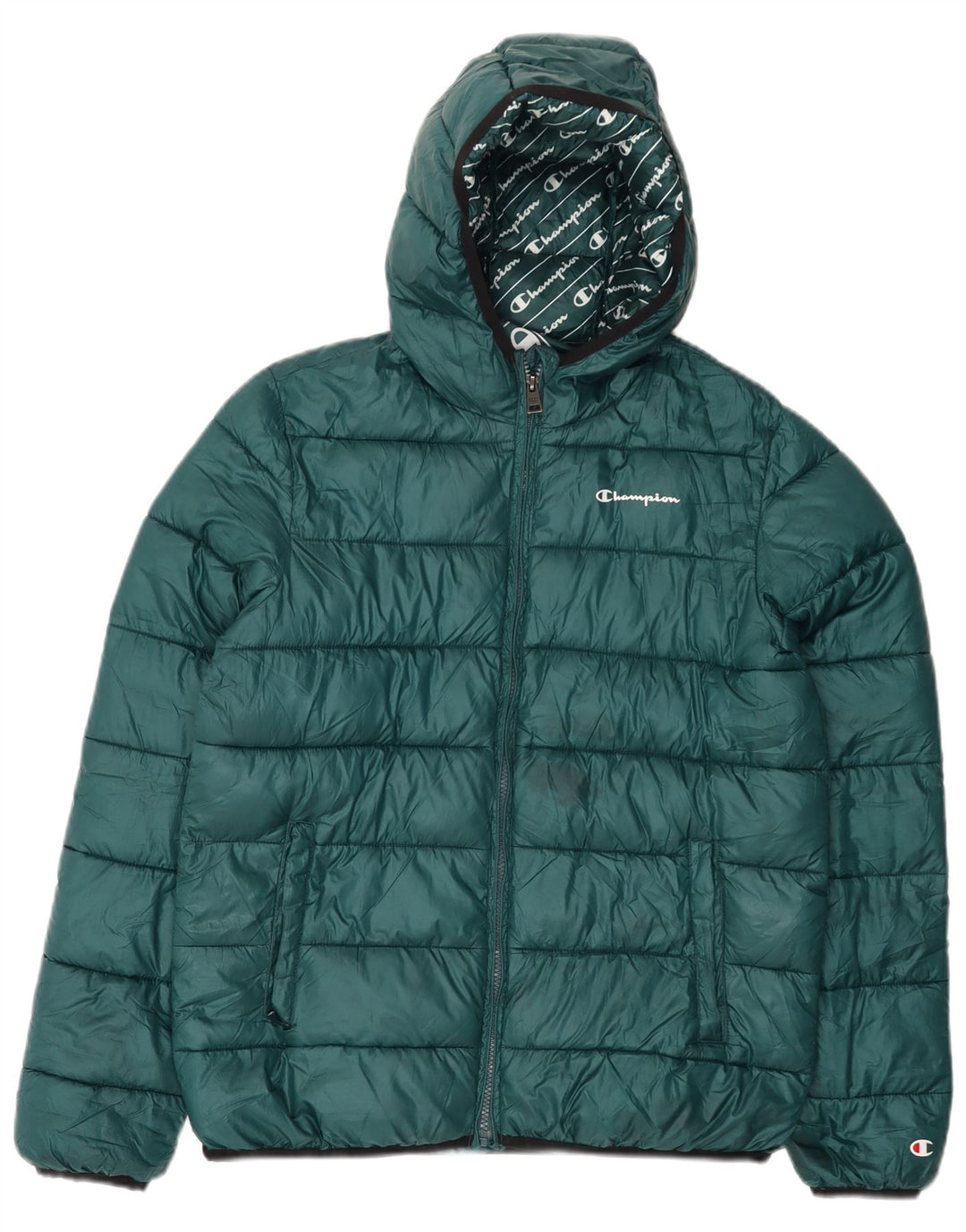 Giacca imbottita con cappuccio Champion da ragazzo 15-16 anni 2XL verde poliestere