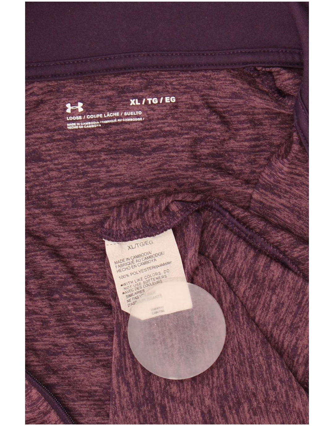 Maglia da ginnastica Under Armour da donna con collo e zip UK 18 XL Viola screziato