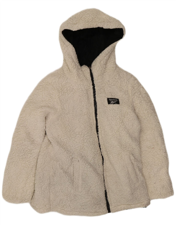 Giacca imbottita reversibile con cappuccio da donna Reebok UK 14 Medium Nero Poliestere