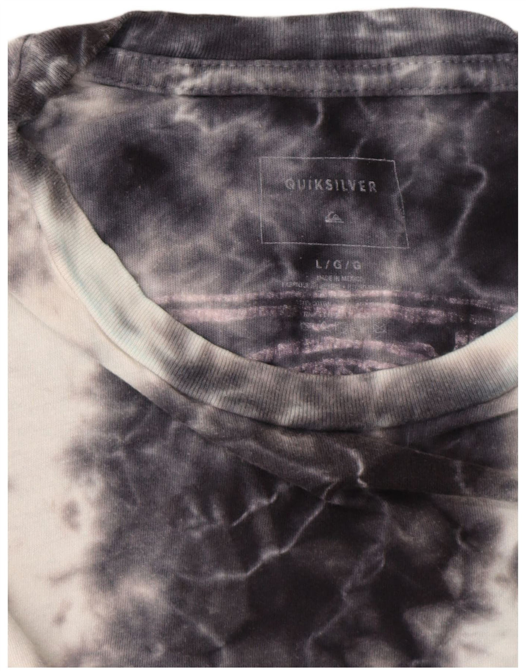 T-shirt grafica da donna Quiksilver Top UK 16 Large Blu Navy Tie Dye