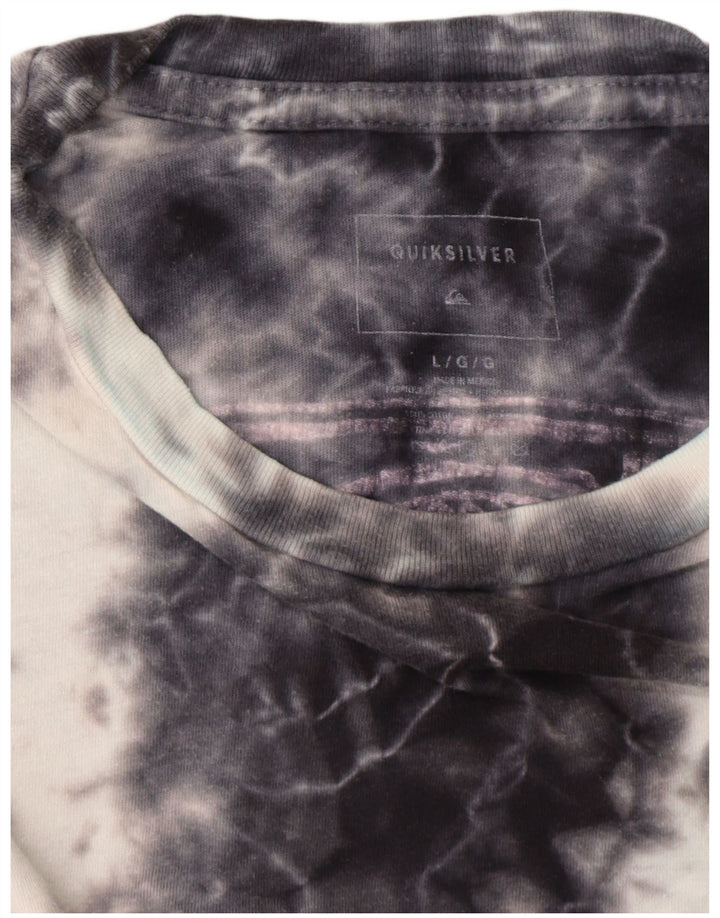 T-shirt grafica da donna Quiksilver Top UK 16 Large Blu Navy Tie Dye