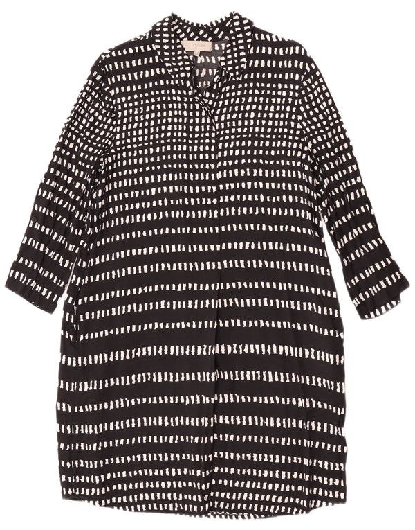 Abito camicia da donna con maniche a 3/4 Hobbs UK 10 piccolo in viscosa a righe nere