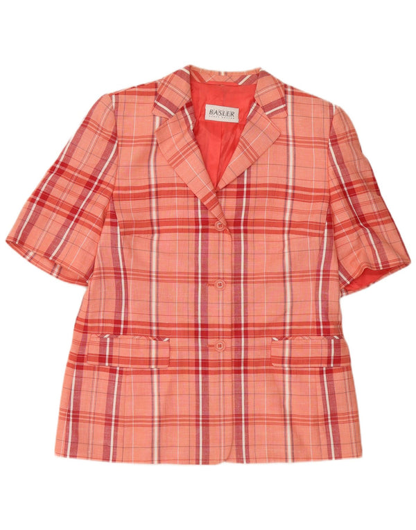 Giacca blazer a maniche corte da donna a 3 bottoni BASLER UK 12 a quadri rosa medio