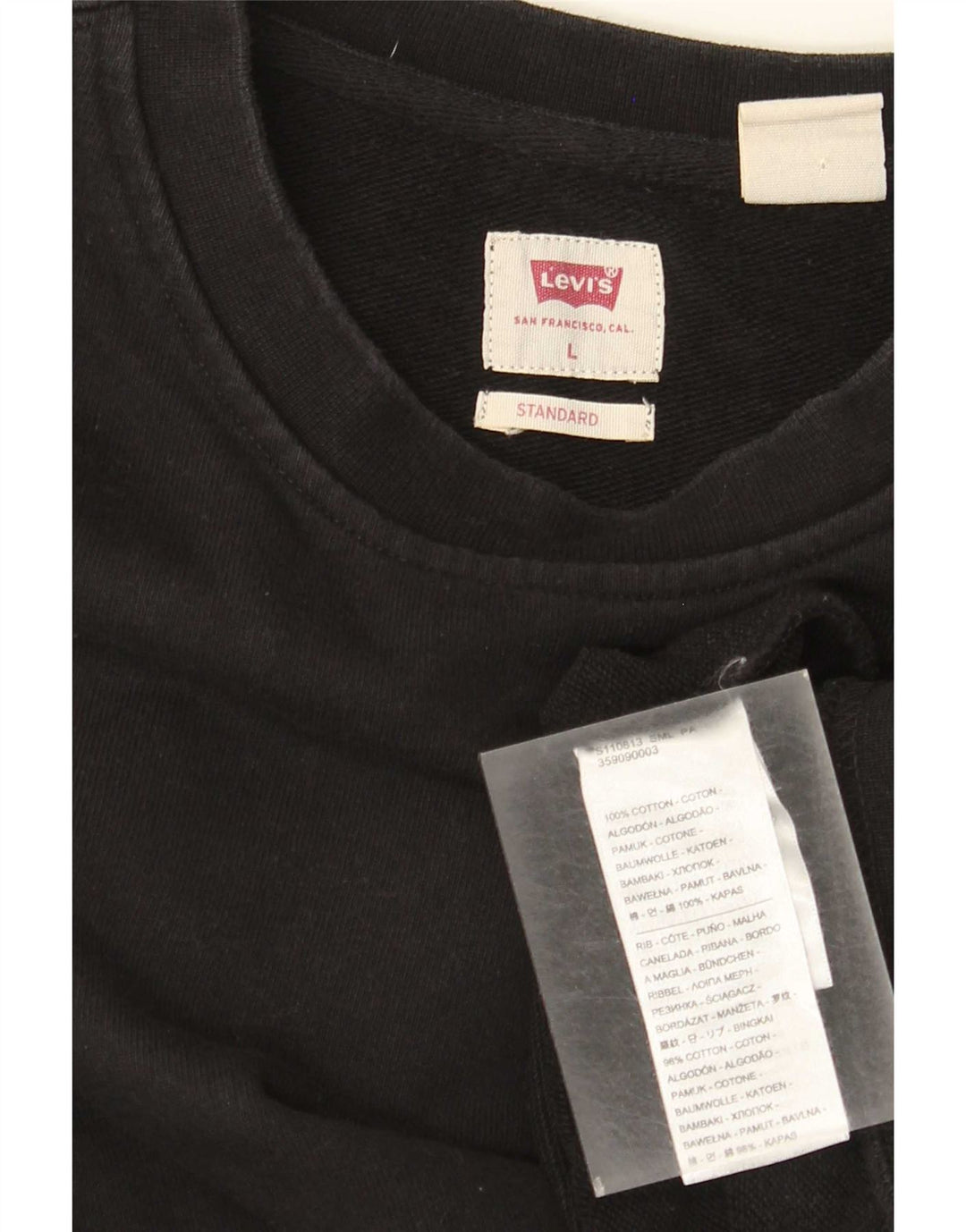Levi's Uomo Standard Fit Felpa Maglione Grande Cotone Nero