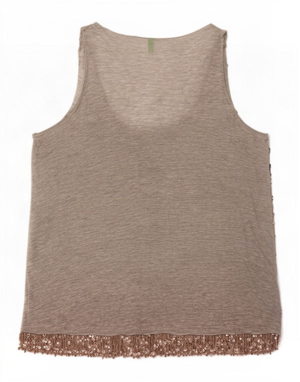 Canotta con paillettes da donna Benetton UK 14 Viscosa grigio medio