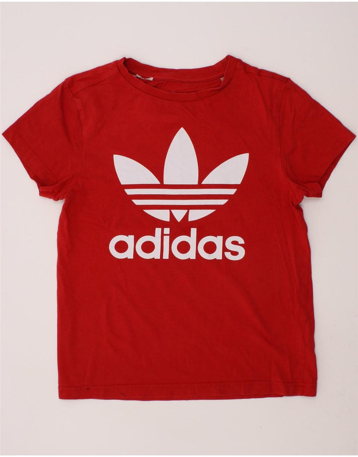 ADIDAS Boys Graphic T-Shirt Top 9-10 Years Red Vintage Adidas and Second-Hand Adidas from Messina Hembry 