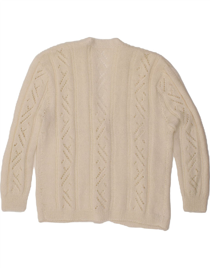 VINTAGE Womens Cardigan Sweater UK 16 Large White Vintage Vintage and Second-Hand Vintage from Messina Hembry 