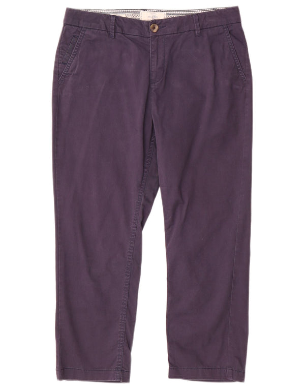FAT FACE Womens Straight Cropped Trousers UK 10 Small W29 L23 Navy Blue