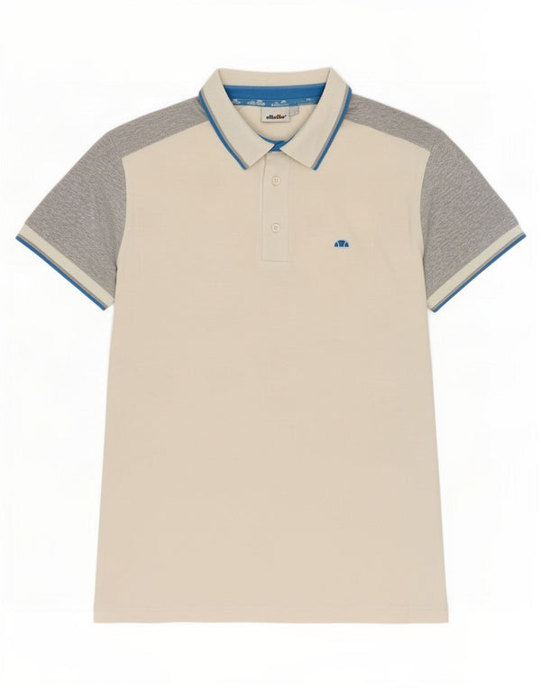 Polo da uomo Ellesse grande in cotone color block bianco