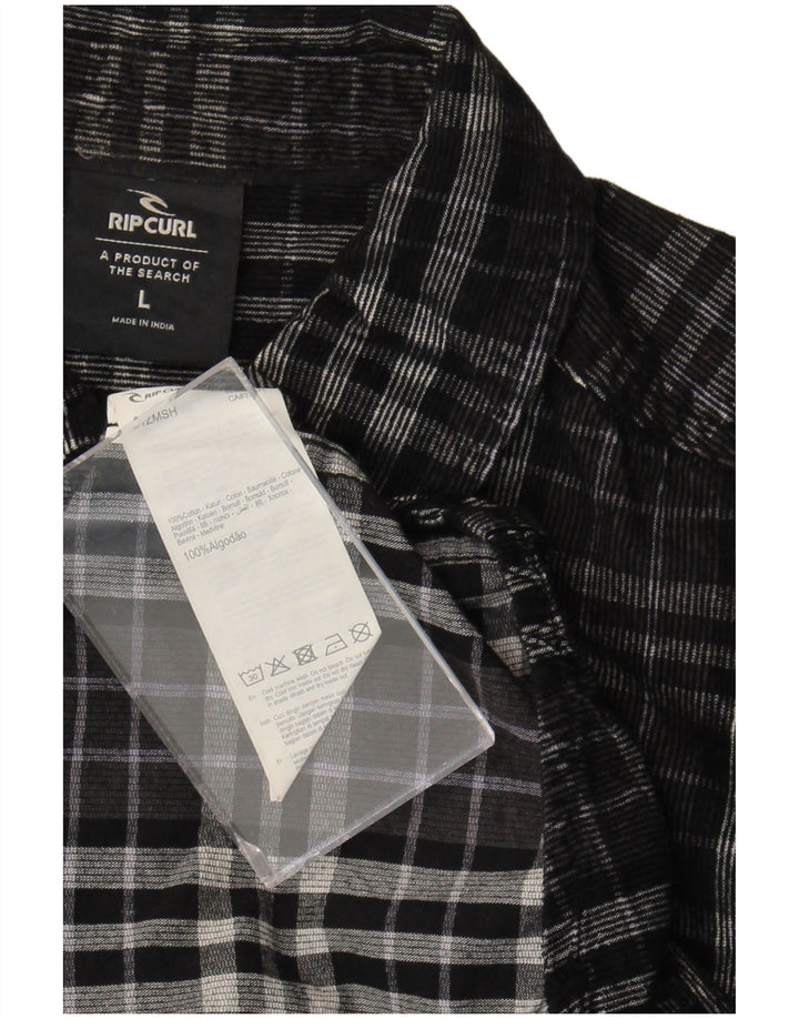 Camicia in flanella da uomo Rip Curl, cotone a quadri neri grandi