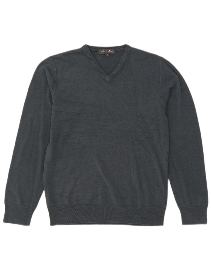 Maglione da uomo con scollo a V Marks & Spencer in acrilico grigio medio
