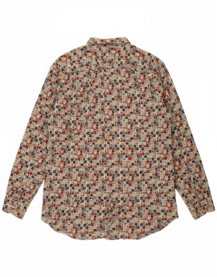 Camicia Sisley da uomo dalla vestibilità rilassata XL in cotone geometrico multicolore