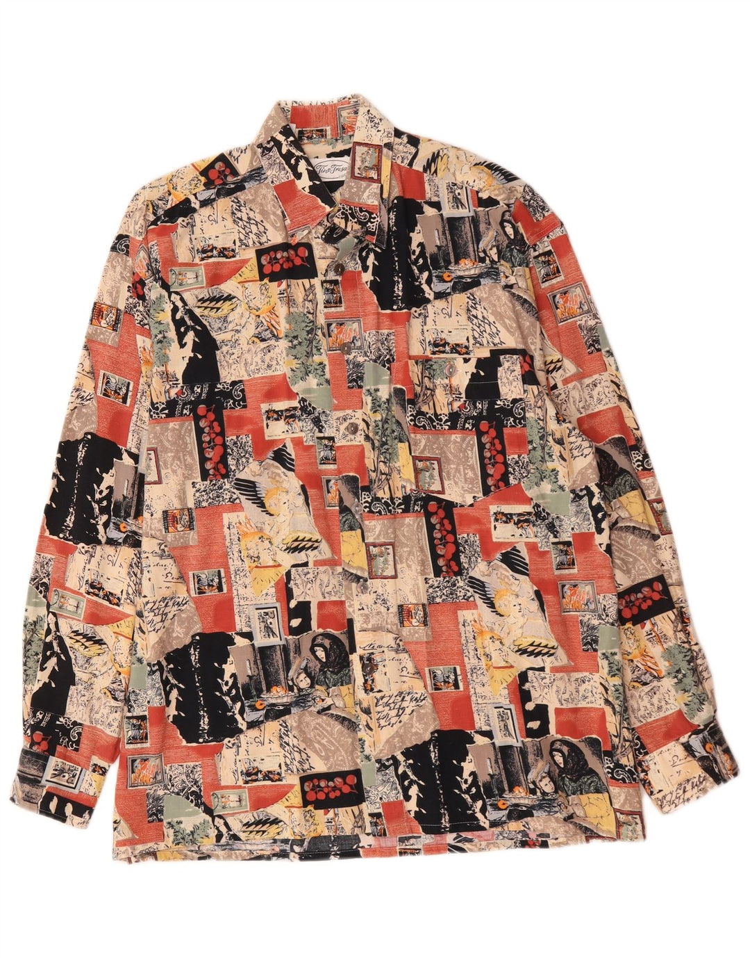 Camicia vintage da uomo con motivo astratto taglia 38/40 in viscosa media multicolore