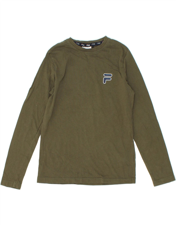 FILA Boys Top Long Sleeve 11-12 Years Khaki Cotton Vintage Fila and Second-Hand Fila from Messina Hembry 