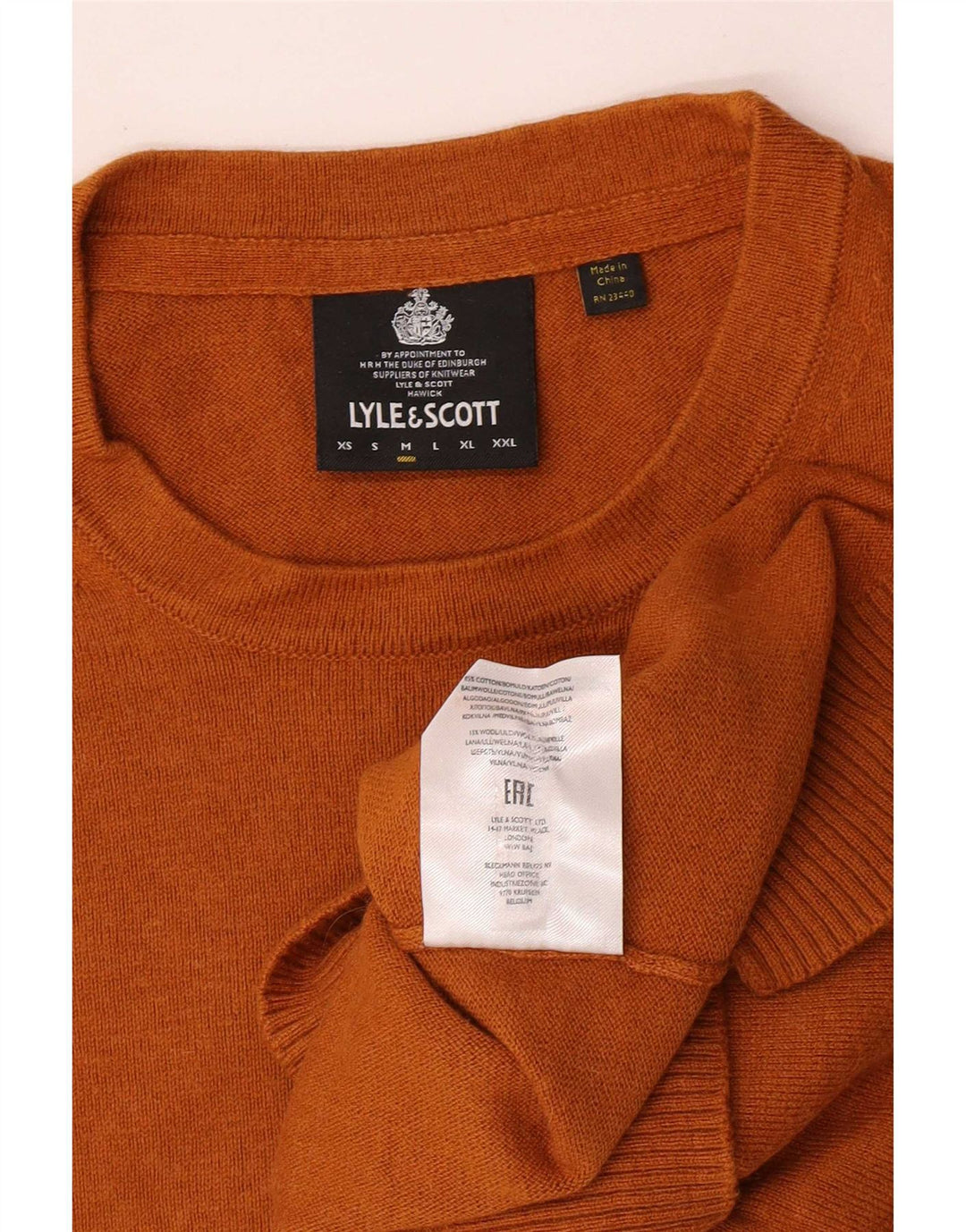 Lyle & Scott Maglione girocollo da uomo in cotone arancione medio