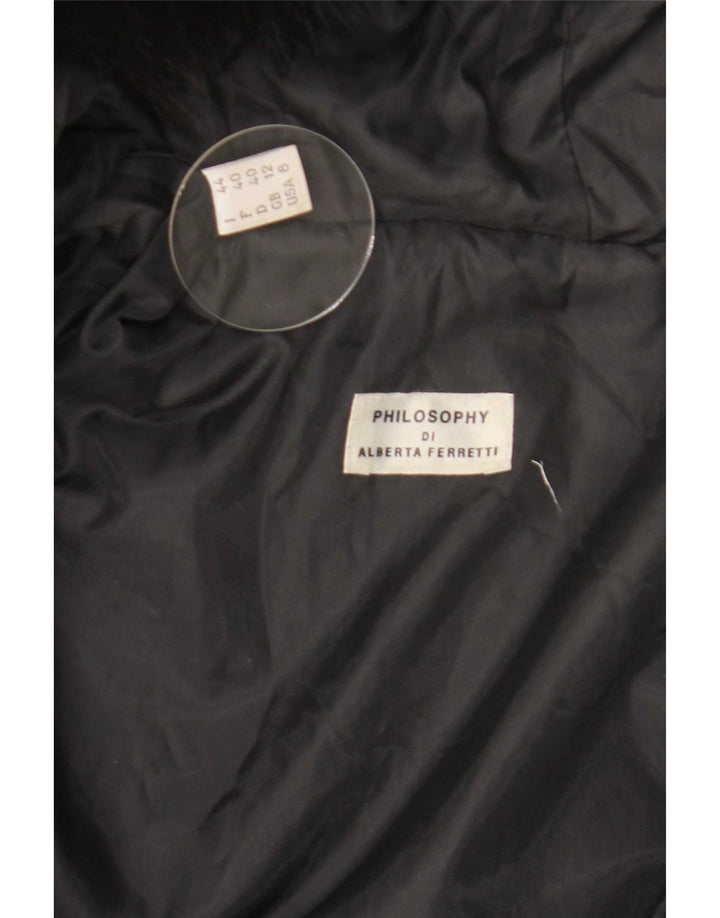 Cappotto imbottito con cappuccio da donna Philosophy Di Alberta Ferretti UK 12 medio nero