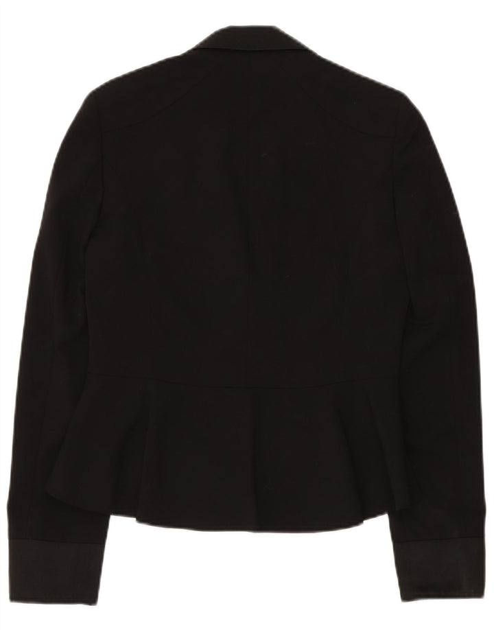 Giacca blazer da donna a 1 bottone MOSCHINO UK 8 piccola in lana vergine nera
