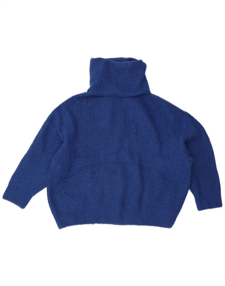 Maglione maglione oversize con collo alto da donna Zara UK 10 piccolo acrilico blu