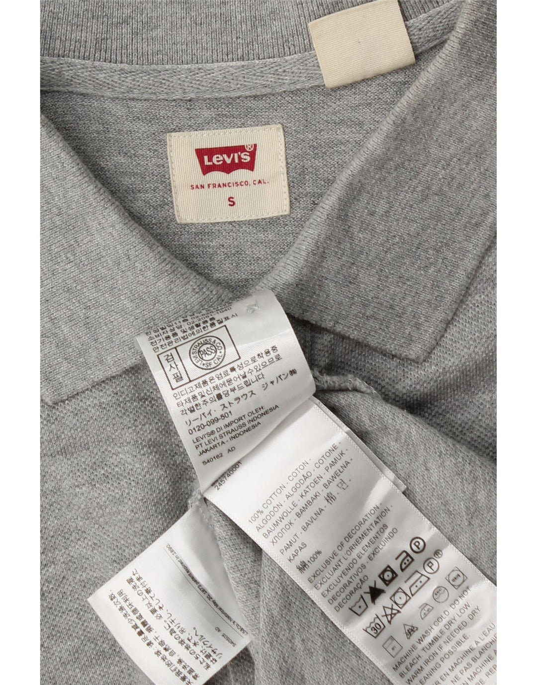 Polo Levi's da uomo piccola in cotone grigio