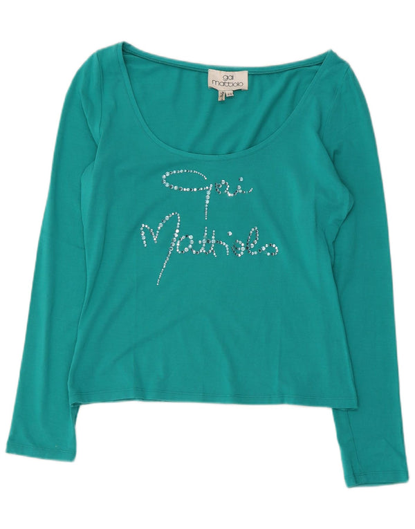 Gai Mattiolo Top corto da donna con grafica manica lunga IT 48 XL Viscosa turchese
