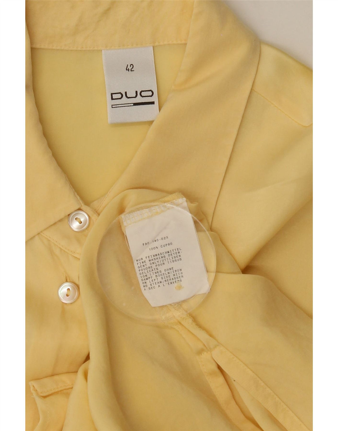 VINTAGE Womens Shirt EU 42 Large Yellow Cupro Vintage Vintage and Second-Hand Vintage from Messina Hembry 