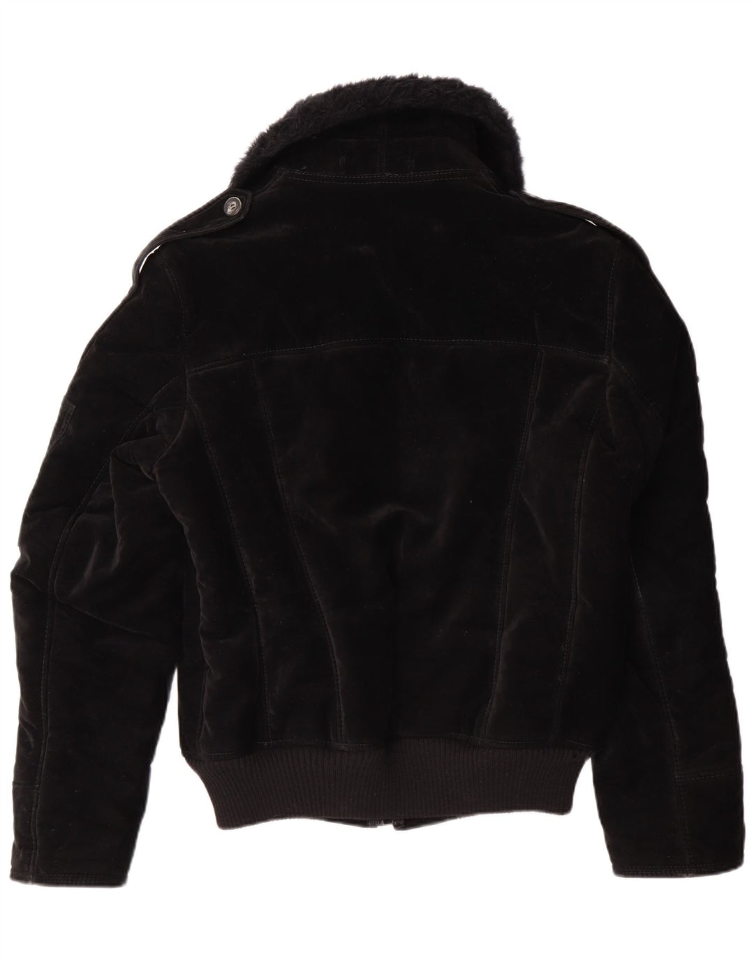 Giacca Sherpa da donna VINTAGE UK 12 viscosa nera media