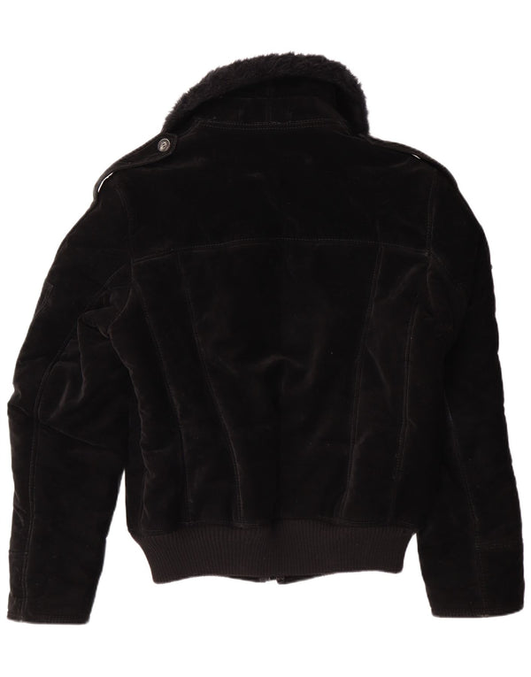 Giacca Sherpa da donna VINTAGE UK 12 viscosa nera media